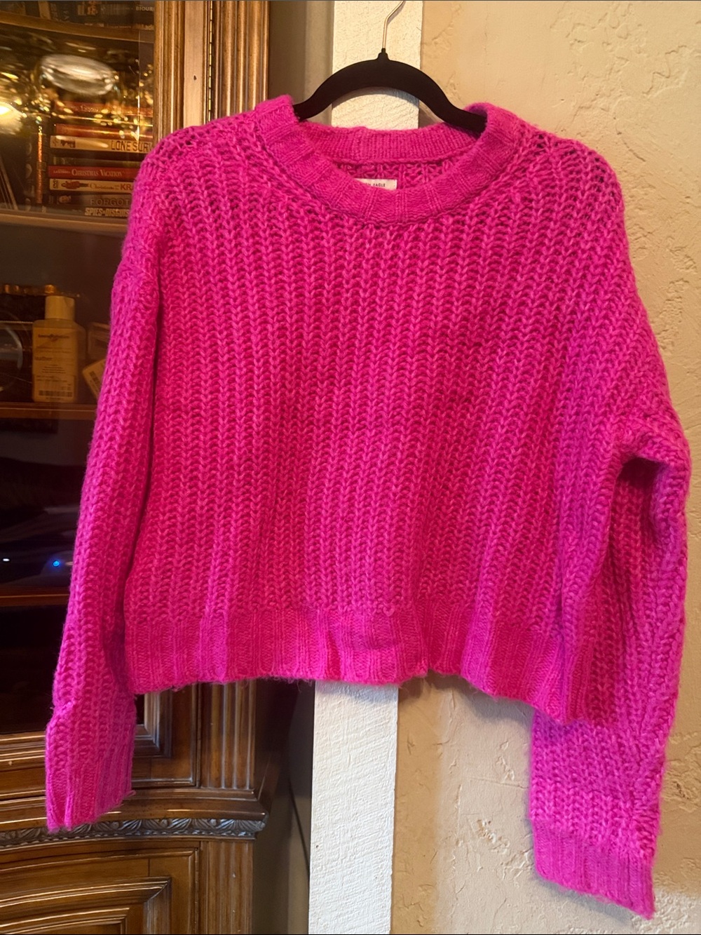 American Eagle Outfitters Women's Chunky Scoopneck Sweater - Hot Pink